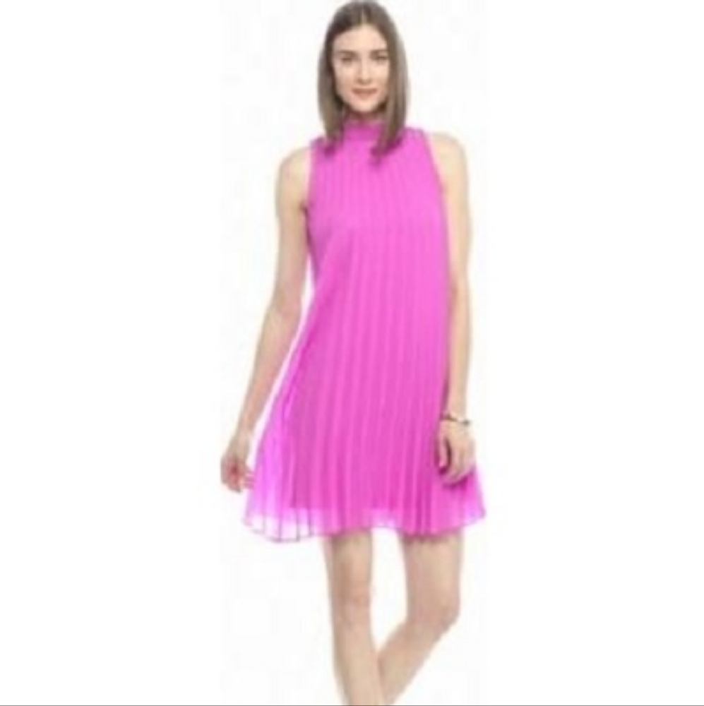 Kaari Blue Pleated High Neck Dress XS